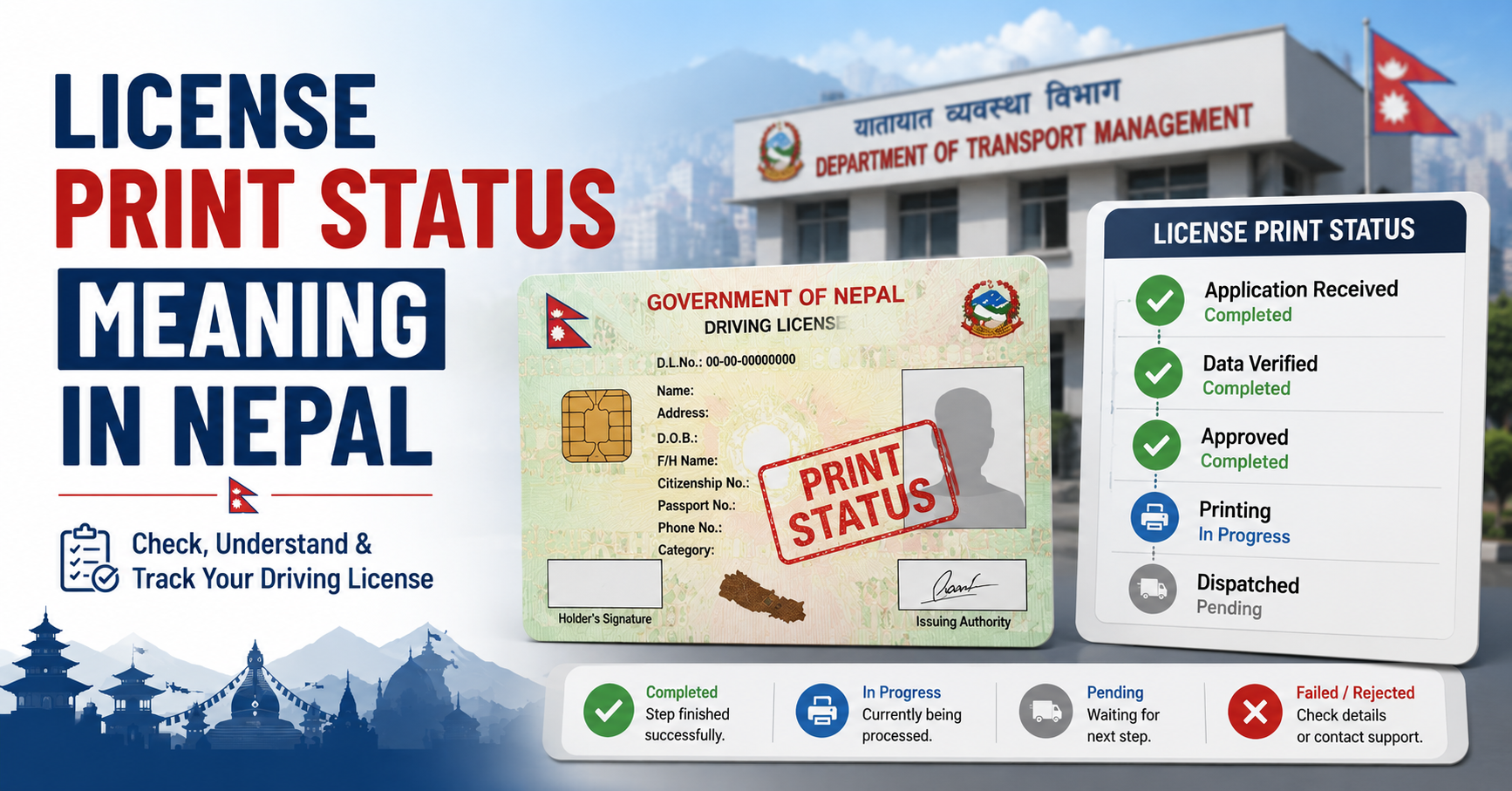 What Does Pending, Printed, and Approved Mean in Nepal License Print Status?